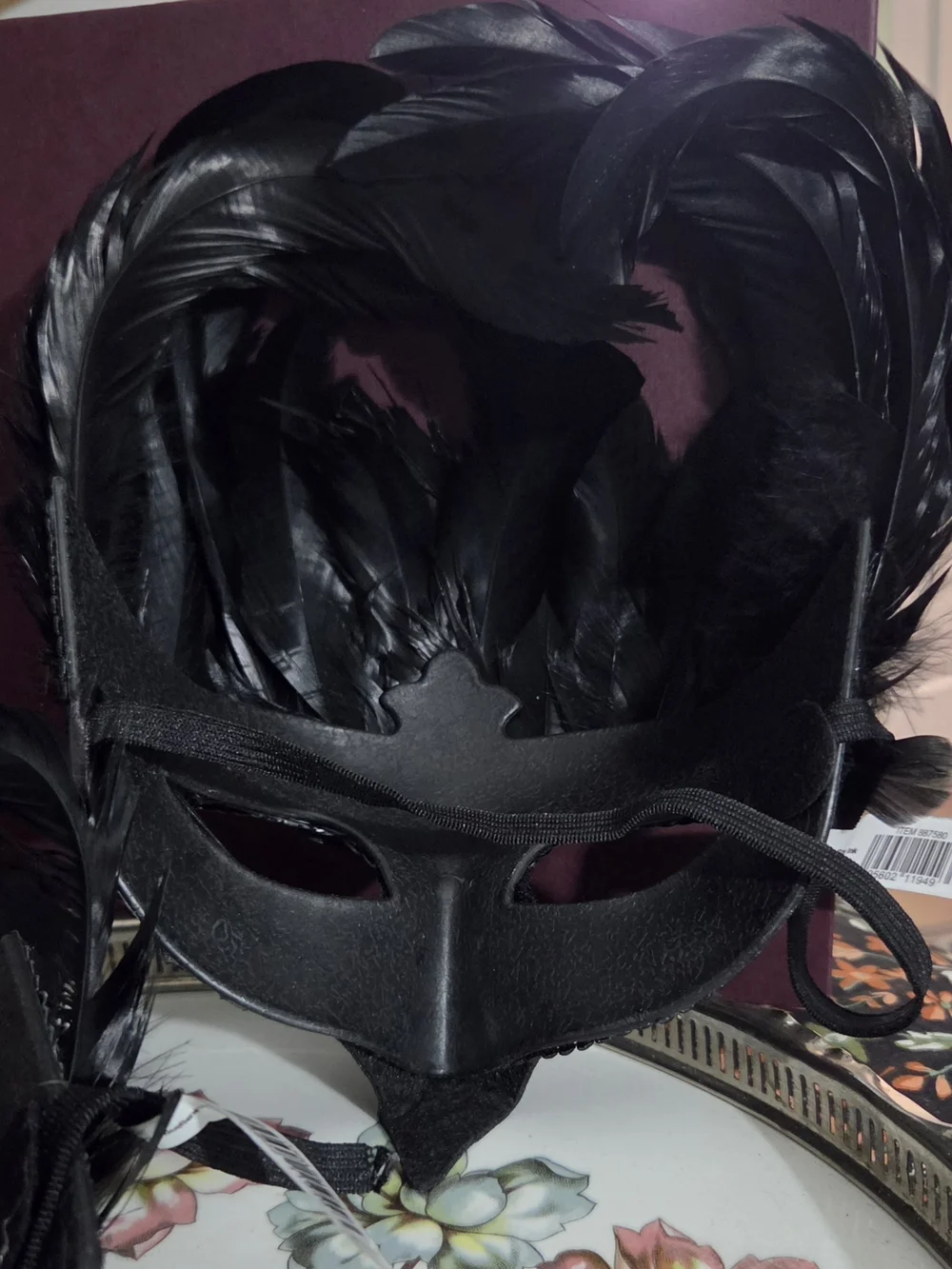 Black Feather Raven Masquerade Mask Set/2 NEW